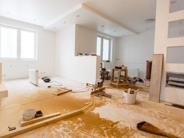 A dusty room mid-renovation awaiting a builders clean